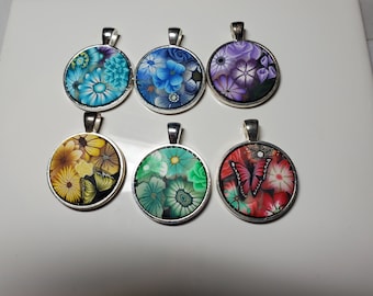 Polymer Clay Circle Pendants Choose Color