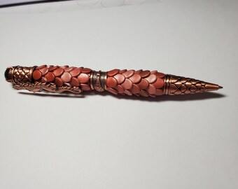 Copper 3D Dragon Scale Ballpoint Pen Polymer Clay