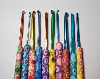 Boye Polymer Clay Crochet Hooks Florals Ergonomic Handles Choice of Colors Sizes