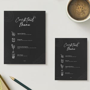 POSTKARTE Vorgefertigte Cocktailkarte | Bearbeitbare Getränkekarte für Hochzeiten, Geburtstage & Veranstaltungen | Druckbare Bar Design | Sofort Download
