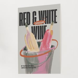 ZNAK PLAKATOWY Niestandardowy plakat z menu win | Elegancki wybór czerwonych i białych win 24x30 | Znak Open Bar