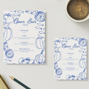 POSTCARD Cartão postal personalizado com menu de coquetéis | Seleção elegante de bebidas para eventos
