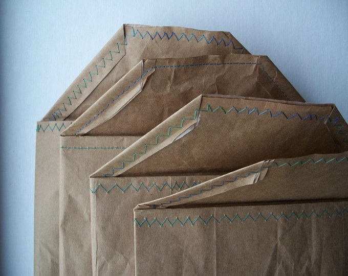 4 Recycled Mailing Envelopes 8 X 10 Sewn Sides Flap Top Etsy