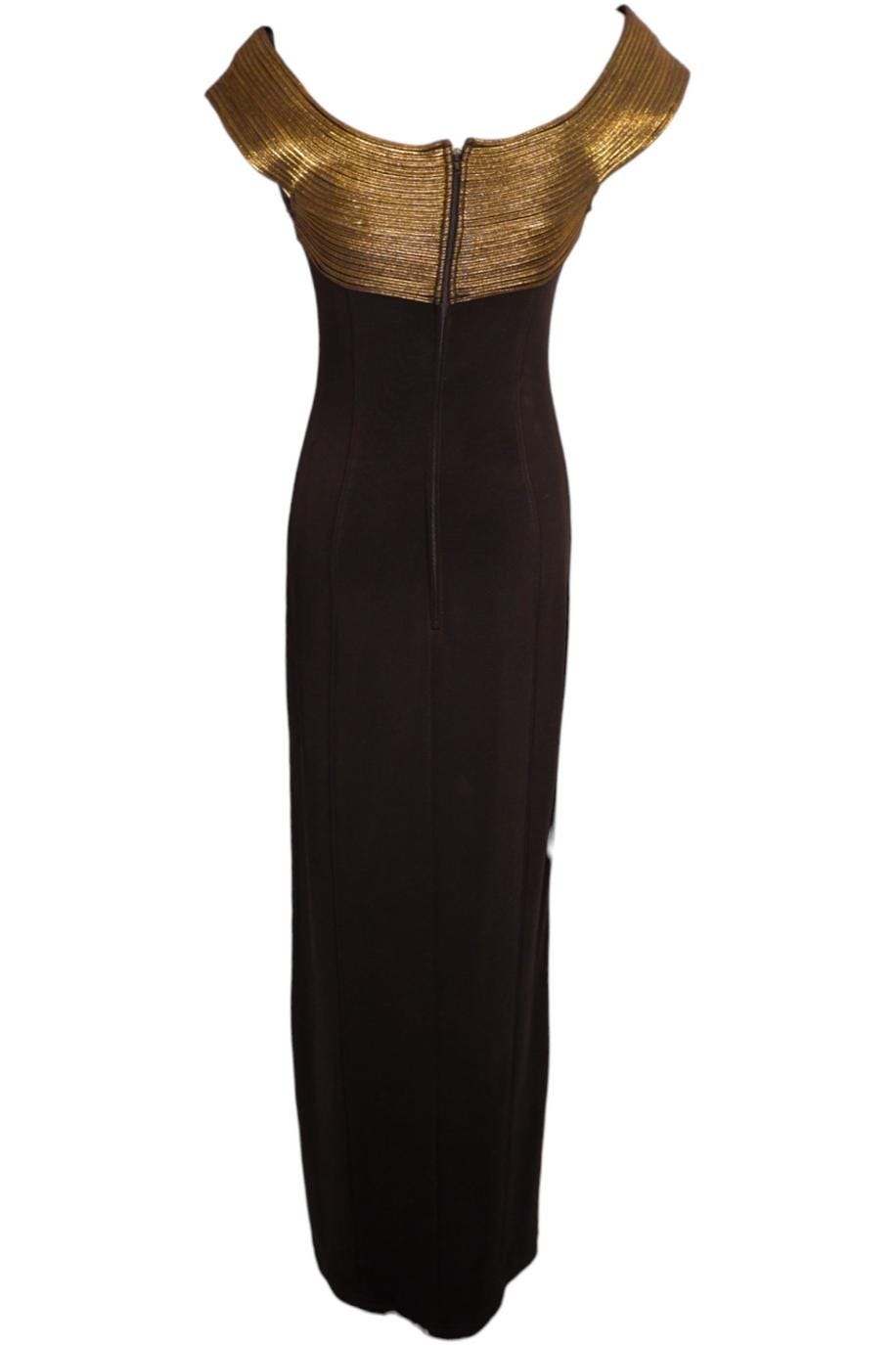 TADASHI 1980s velvet and mesh gown