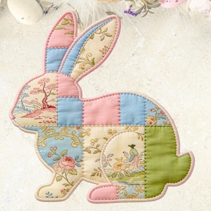 GrandMillennial Toile Bunny Patchwork PNG, Digital Download