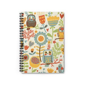 Whimsical Owl Notebook – Fantasy Owl Art, Birding Planner,  Bird Lovers  | Ruled Line Spiral Notebook for School and College