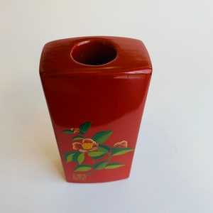 Vintage Vase, Lacquer, floral Design, Cinnabar