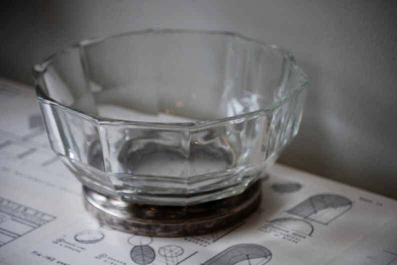 Vintage Glass and Silver Bowl, Classic, Serving, Display image 3