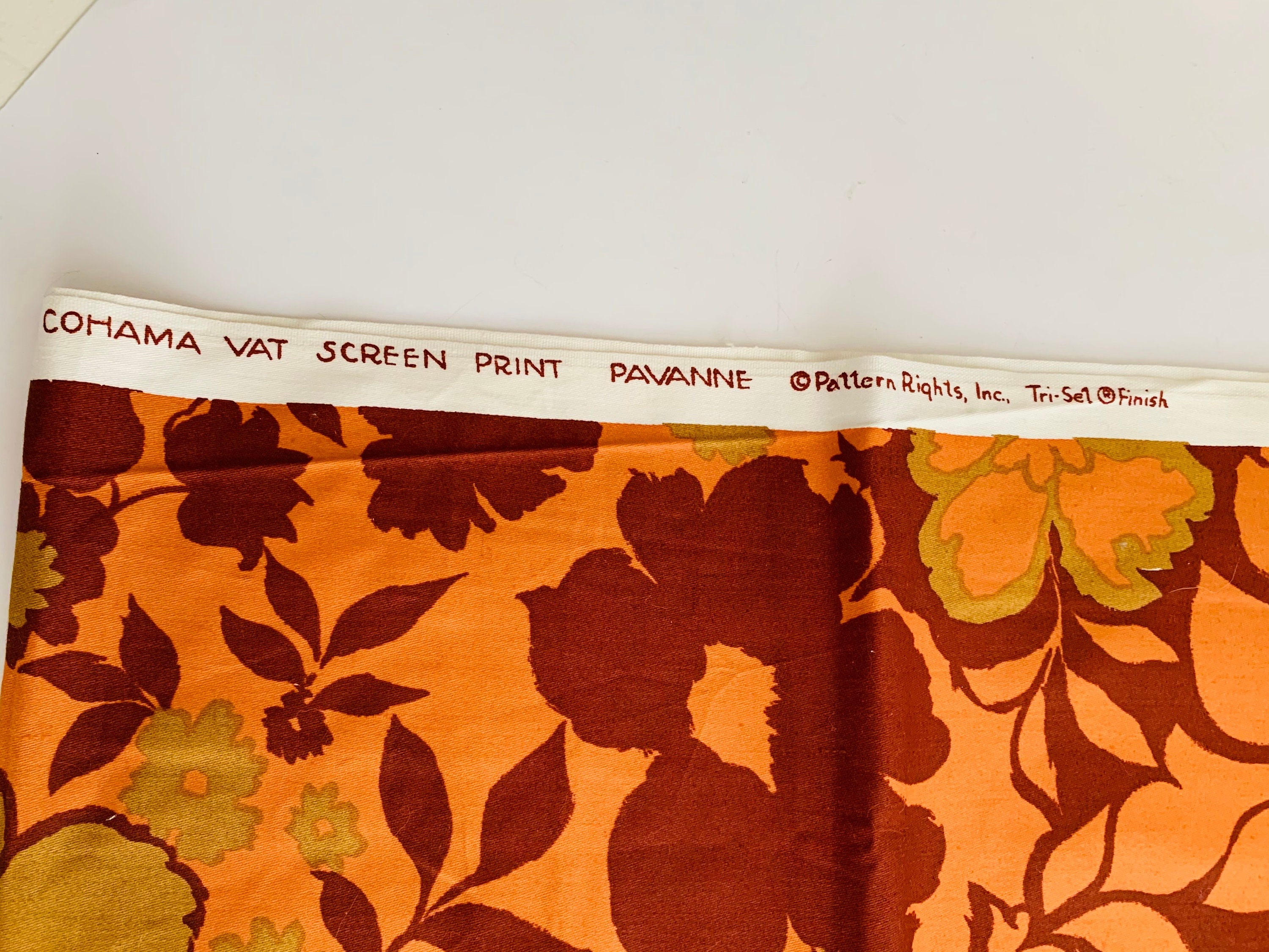 Vintage Fabric Cohama Vat Screen Print Pavanne | Etsy