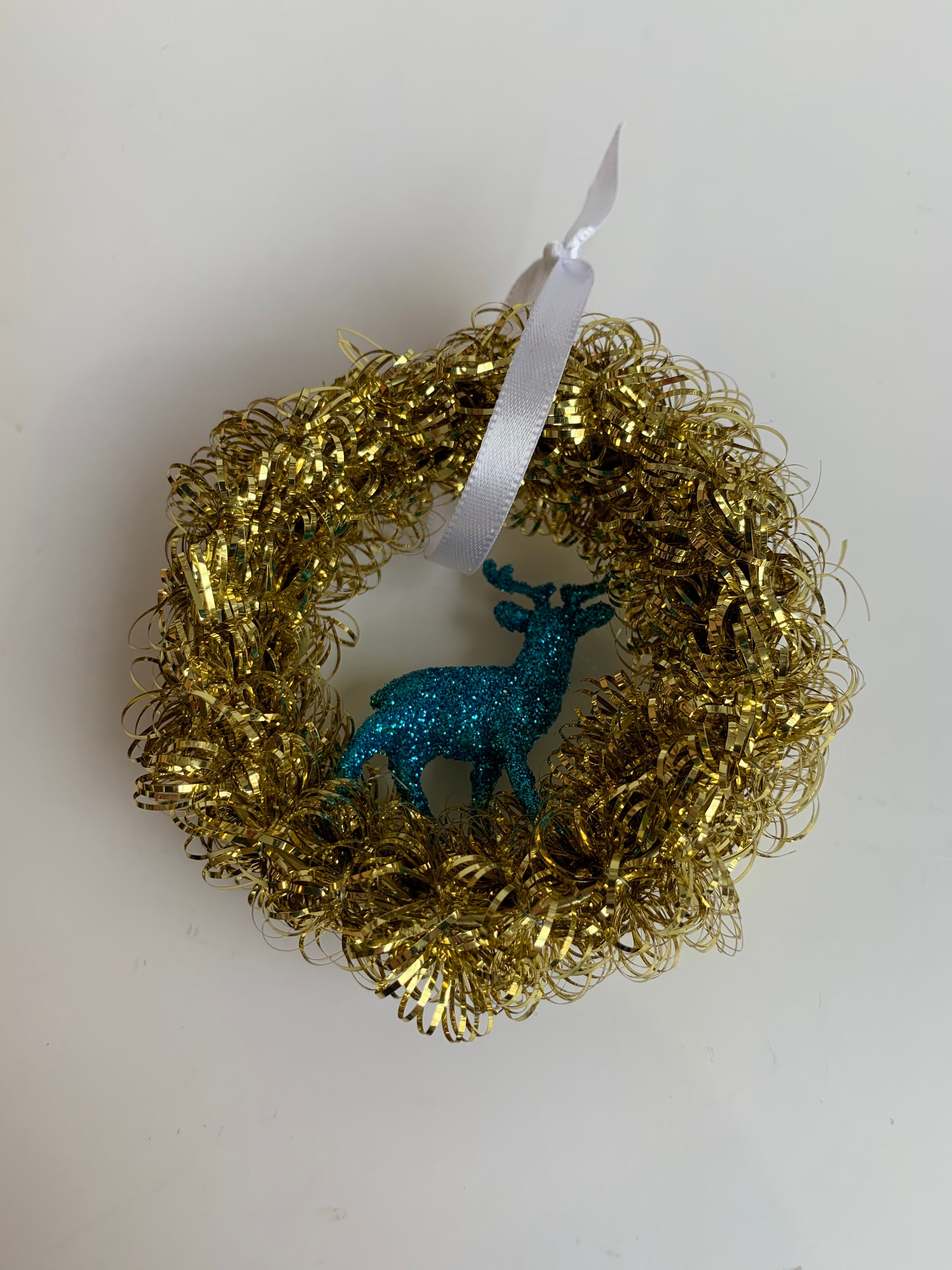 Vintage Style Handcrafted Tinsel Garland Wreath Ornament with Etsy