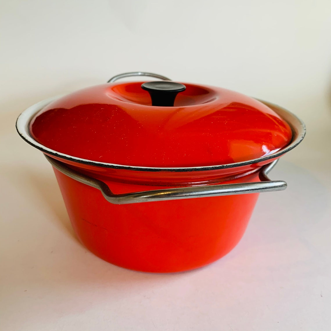 Vintage Red Enamel Cooking Pot Made in Poland Mid Century Etsy