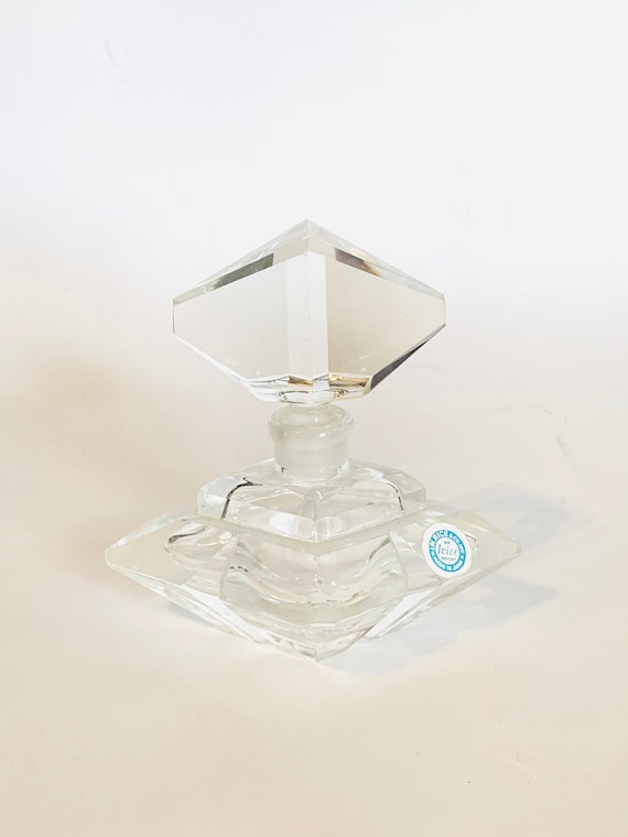 Vintage I. W. Rice Glass Perfume Bottle marbled blue … - Gem