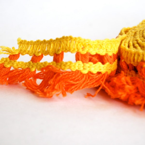 Vintage Upholstery Trim, Crafting, Sewing, Color Pop, Orange and Yellow