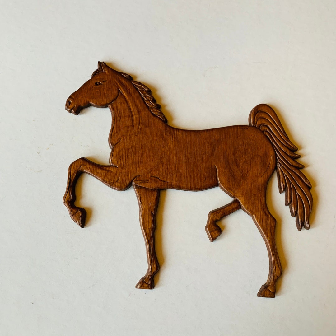 Vintage Carved Wooden Horse Wall Art Etsy