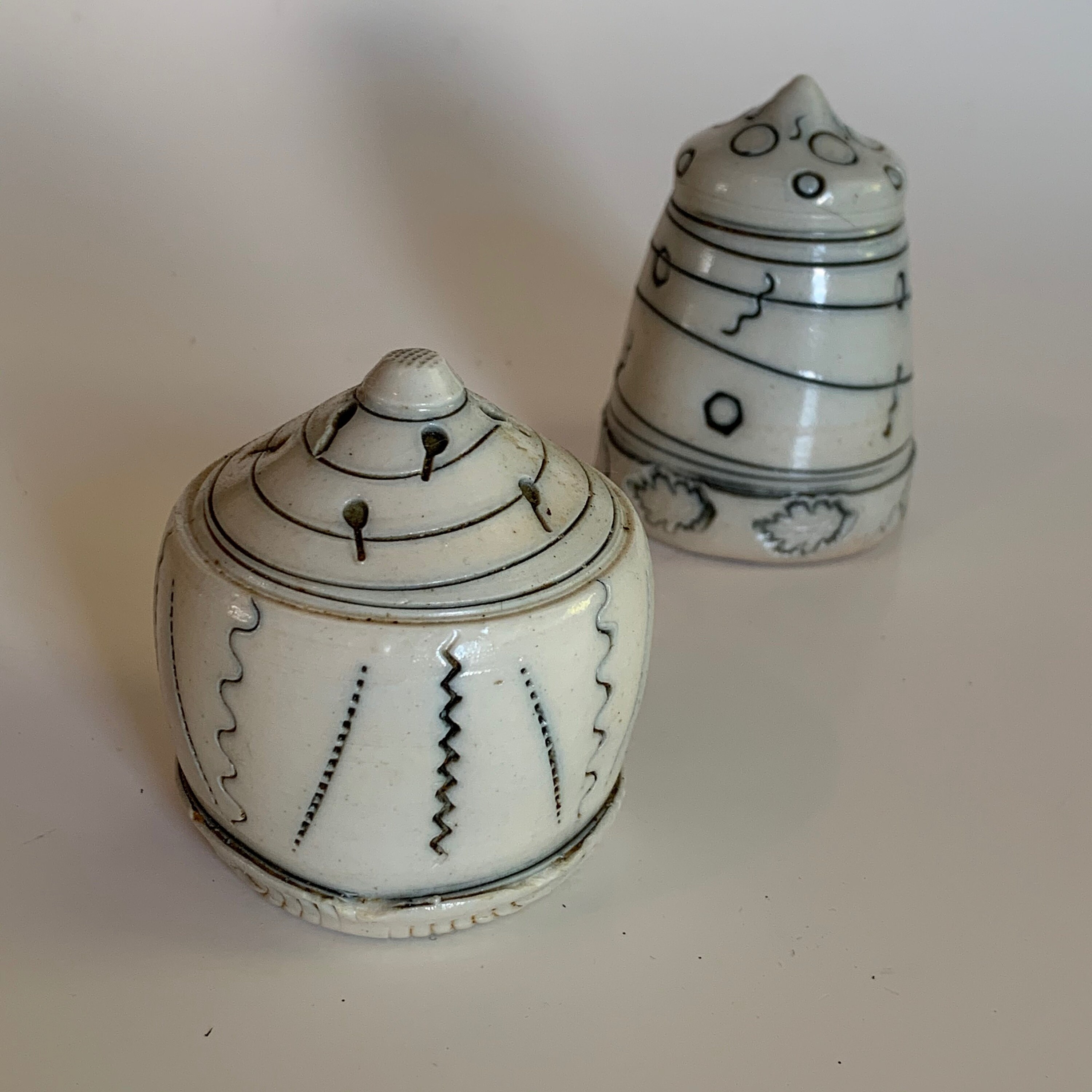 Vintage Salt and Pepper Shakers Upside Down Pottery Hand Etsy