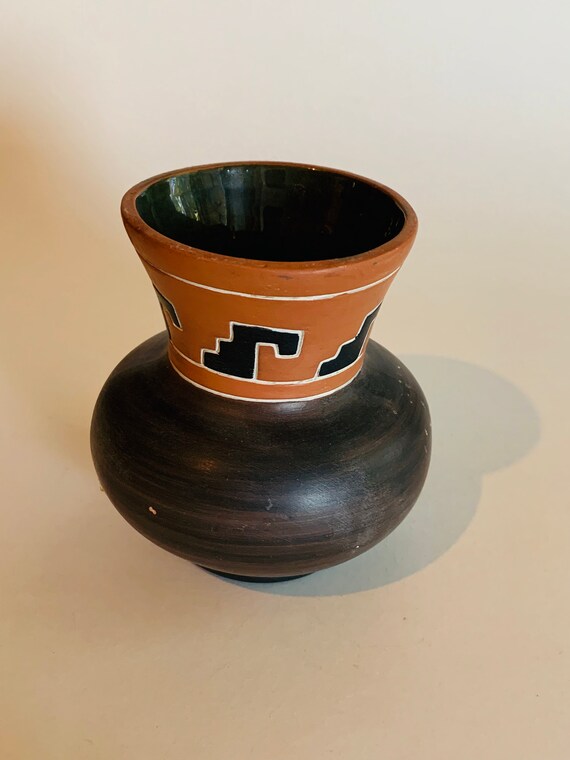 Vintage Armando De Mexico Clay Pottery Vase Etsy