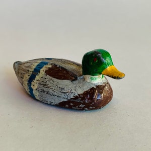 Vintage Mallard Duck, Metal, Hand Painted Knick Knack