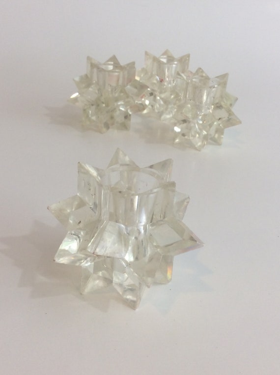 Vintage Horchow Acrylic Candleholders Lucite Star Burst Etsy