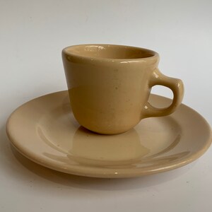 Vintage Homer Laughlin China Tea Cup and Saucer, Tan, Restaurant Ware