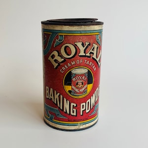 Vintage Royal Baking Powder Cream of Tartar Metal Tin with Paper Label