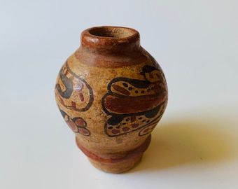 Vintage Pottery Vase, Folk Art, Mexico