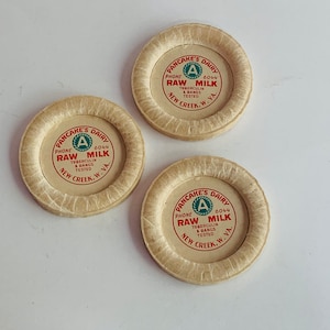 Vintage Set of Raw Milk Caps from Pancake&#39;s Dairy, VA