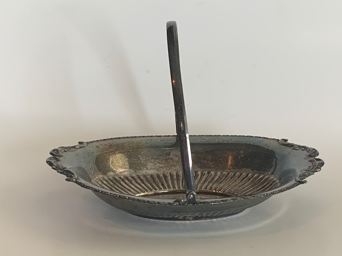 Vintage Silver Metal Basket With Handle Made in England Etsy