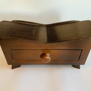 Vintage Wooden Jewelry Box, Folk Art