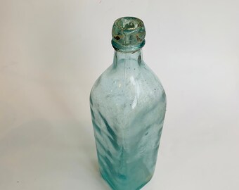 Antique Blue Glass Walker Kilmarnock Whiskey Bottle