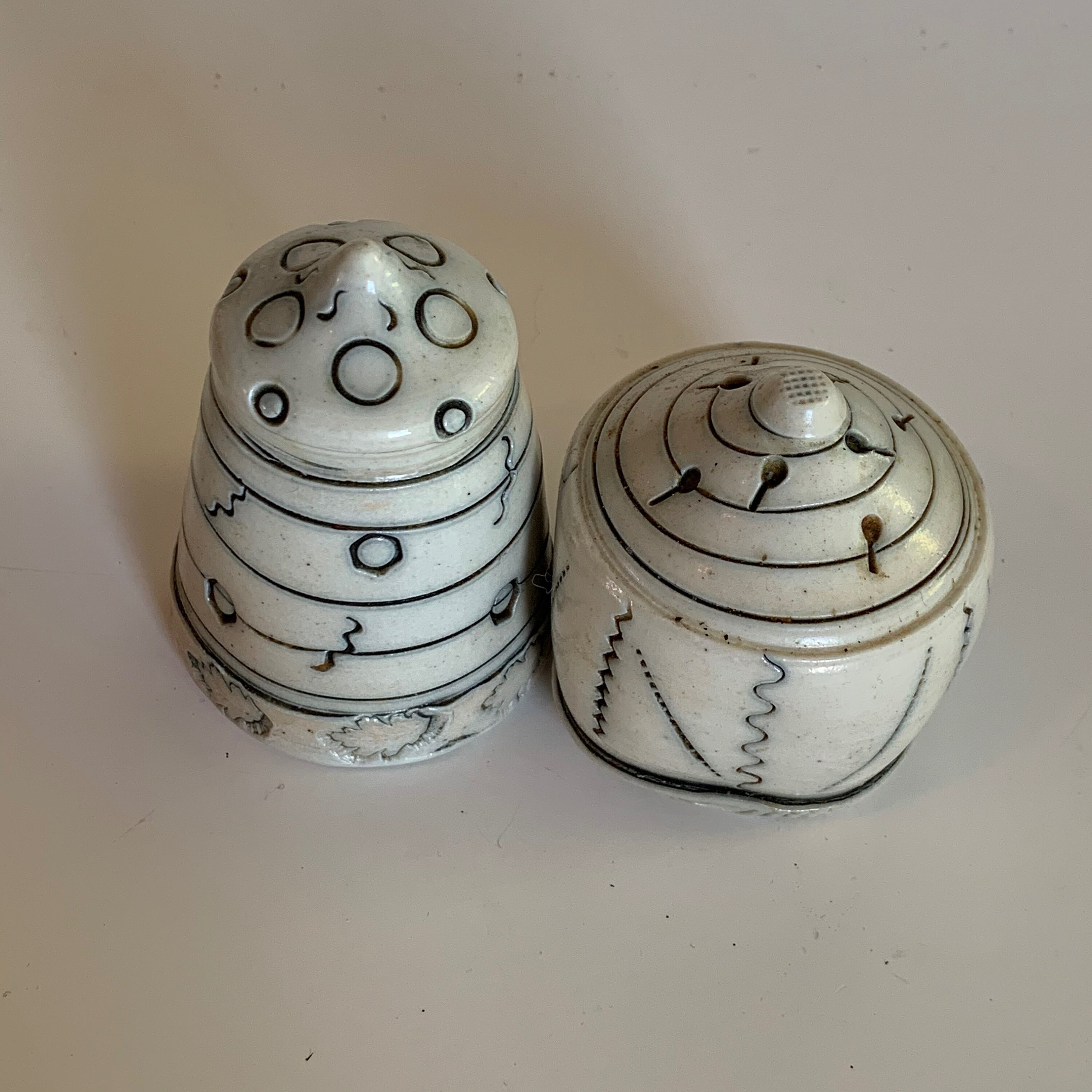 Vintage Salt and Pepper Shakers Upside Down Pottery Hand Etsy