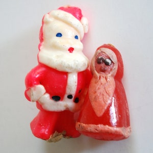 Vintage Santa Claus Christmas Candle Pair