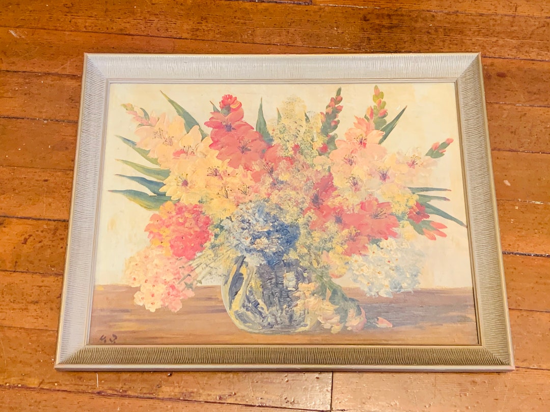 Vintage Original Framed Still Life Painting, Floral Arrangement - Etsy