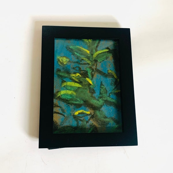 Vintage Original Framed Oil Pastel, Plant