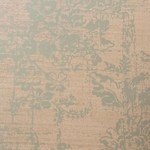 Vintage Wallpaper, Gold and Teal, Shimmering
