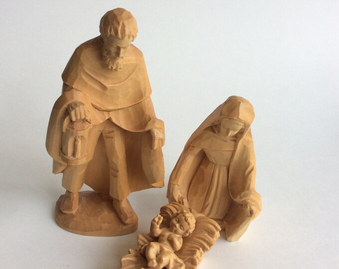 Vintage Hand Carved Wooden Nativity Holy Family, West Germany - Etsy
