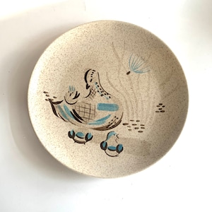 Vintage Red Wing Bird Plate in the Bob White Pattern, Mid Century