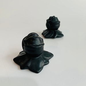 Vintage Black Rose Salt and Pepper Shakers