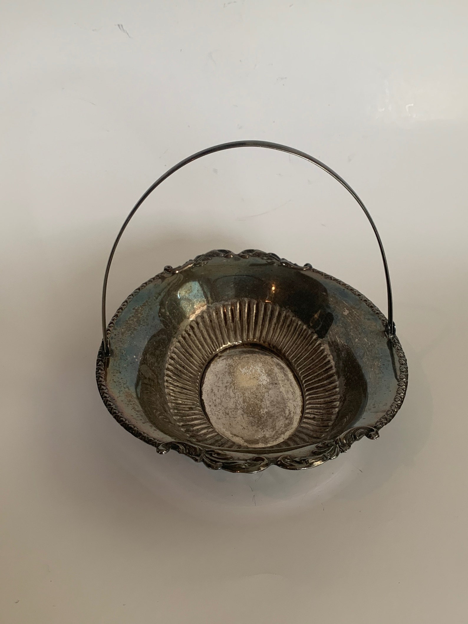 Vintage Silver Metal Basket With Handle Made in England Etsy