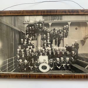 Antique Navy Photograph, Rare, Shop Portrait, Black and White, Captain and Crew