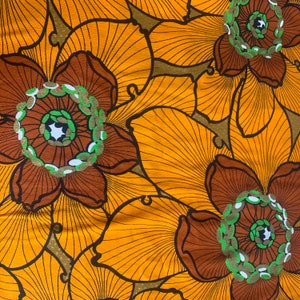 Vintage Mid Century Flower Fabric