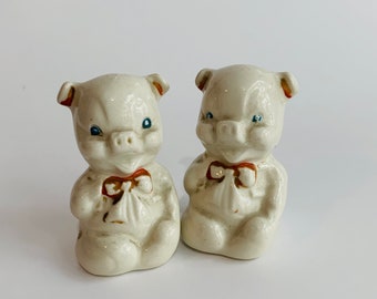 Vintage Pair of Pig Salt and Pepper Shakers
