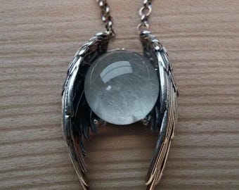 Angel Wing Ghost Crystal Pendant Necklace – Spiritual Healing Stone Jewelry
