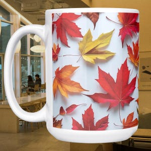 Fall Leaf Coffee Mug, Autumn Leaves Ceramic Mug, Fall Coffee Cup, Cozy Coffee Mug, Fall Season, Maple Leaf Mug, Fall leaves décor