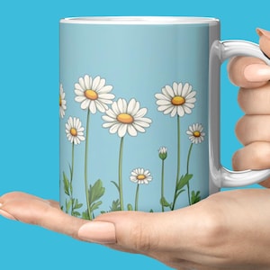 Daisy Flower Coffee Mug, Beautiful Daisy Design Cup, Great for Daily Coffee or Tea, Gifts for Women