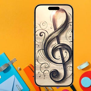 Vintage Treble Clef Phone Case, Musical Note Tough Phone Cover, Musicians Gift, Music Lovers Case, Gift for Holidays