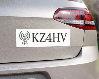 Imán para auto con señal de llamada de radioaficionado personalizada: vinilo resistente a la intemperie, 10" x 3".