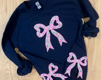 Coquette Sweatshirt: Side Bow Cut-Out, Polka Dot Gildan Pullover