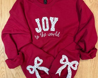 Christmas Sweatshirt Coquette Side Bow Cut Out Sweatshirt Perfect Gift for Her Holiday Gift Idea Cozy Holiday Pullover Joy to the World