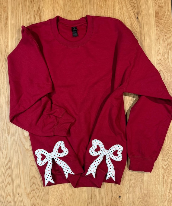 Trendy Side Bow Cut Out Coquette Sweatshirt Perfect Gift for Her Holiday Gift Idea Sweatshirt Stylish Winter Wear Cozy Festive Pullover