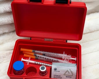 Compact Peptide Supplies Case for Storage and Travel - (holds up to 3 5ml vials, needles, & alcohol wipes)
